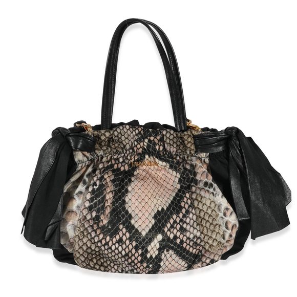 Prada Black Pink Python Print Medium Pitone Hobo - Picture 1 of 8
